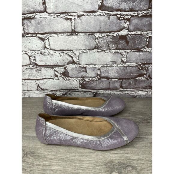 Vionic Caroll Metallic Shimmer Pewter Purple Leather Flats Women Sz 9.5M US/41.5 - Picture 3 of 16